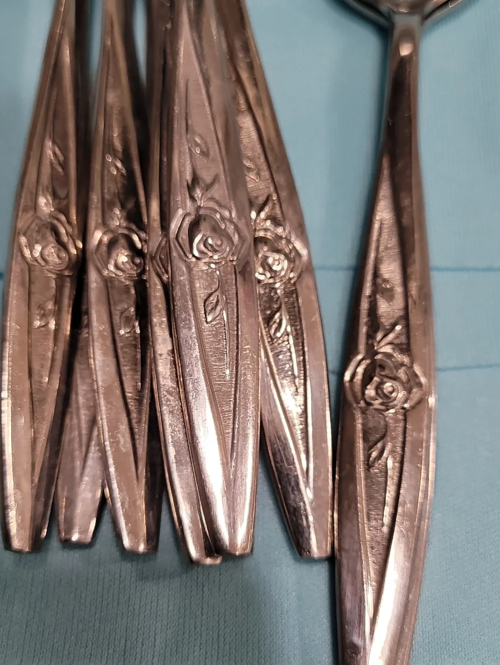 MCM Stainless Steel Silver Flatware Set - Elegant Rose Pattern Vintage Studio